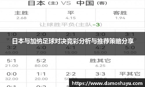 日本与加纳足球对决竞彩分析与推荐策略分享